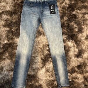 Men's Skinny Jeans - Light Blue Washed Denim